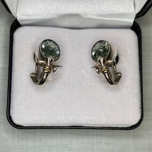 Effy Green Amethyst Fleur de Lis Earrings